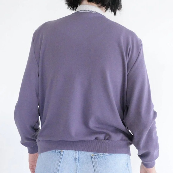 Vintage 90s Alfred Dunner Purple Embroidered Floral Collared Sweater M - Picture 3 of 10